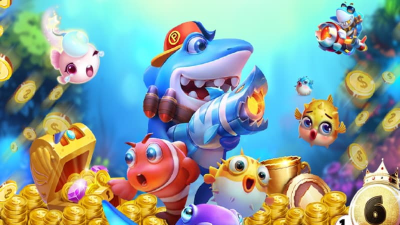 Player exploring the underwater world in Hitclub Fishing with sea creatures and special fishing weapons